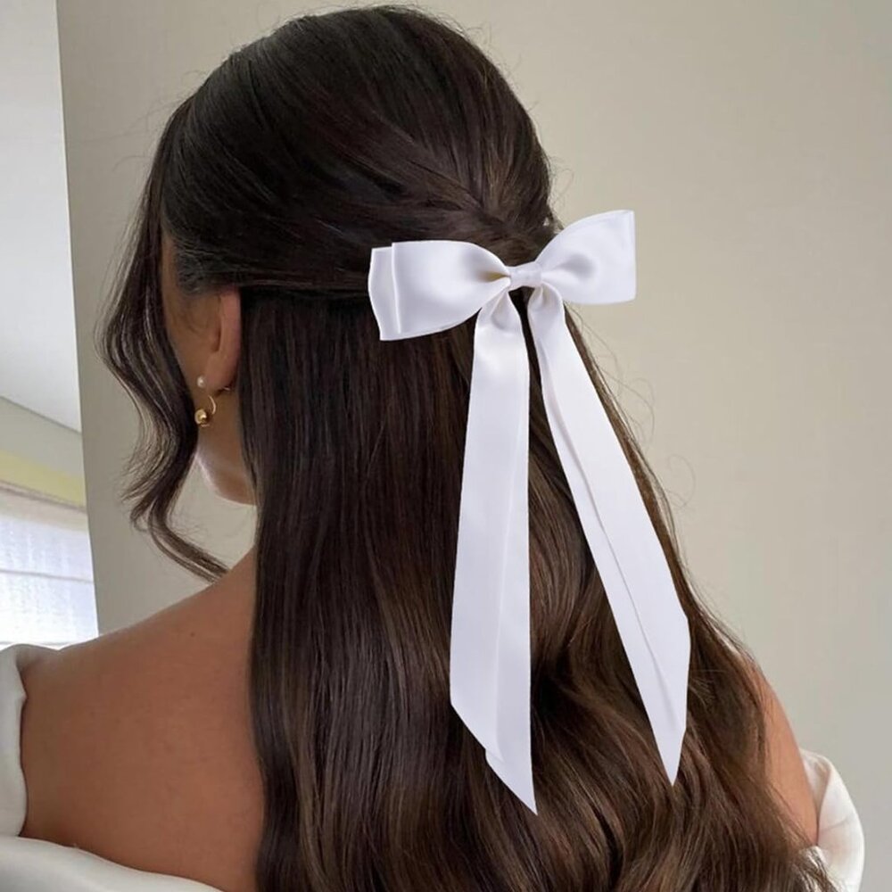 White Double Bow Knot Alligator Hair Clip
